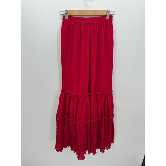 Boho Palooza Wide Leg Pants Size XS Flare Ruffle Festival Hippie Stretch Waist - Picture 1 of 6